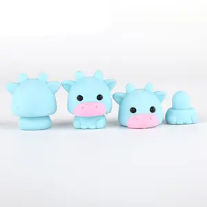 Soododo XDDZ2 Fabrik individualisierte Kawaii Neuheit für Kindergeschenke Mini 3D niedlich ausgefallene Karikatur Tier Kuhform Rätsel Stift Löscher