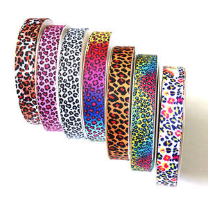 Fabricante al por mayor 1,6 cm-2,5 cm estampado de leopardo brillo impreso 100% poliéster cinta acanalada ecológica RIBOS embalaje de marca - Product Image 2