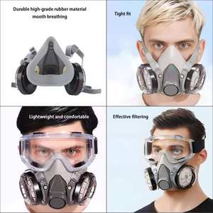 Masque à gaz demi-visage réutilisable en caoutchouc 6200, lavable, respirant, anti-poussière, pour l'exploitation minière, le broyage, la construction et l'usage industriel - Product Image 5