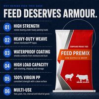 Sac tissé en PP imperméable de qualité alimentaire pour aliments pour volailles, bétail et animaux d'élevage, 25 kg, 50 kg