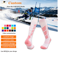 Chaussettes de ski thermiques unisexes en laine mérinos, hauteur genou, jacquard, anti-humidité, compression graduée, haute performance, vente en gros