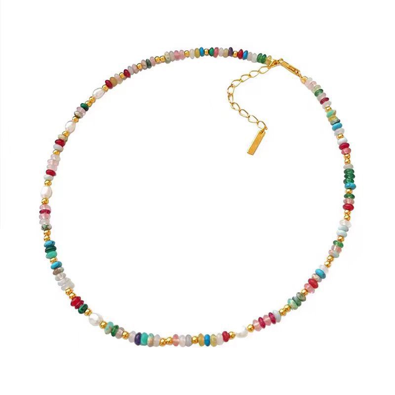 Transparent Colorful Stone Beaded Chain Bohemian