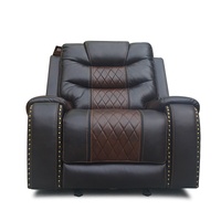 Sofá Seccional de Cuero Reclinable Manual de Diseño Moderno Estilo Americano, Muebles de Sala de Estar, Juego de Sofás Reclinables de Madera 3 2 1, Algodón PP