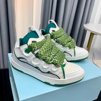 Sneakers de luxe haut de gamme 2026 Lanvine à plateforme - Chaussures décontractées à lacets pour femmes avec talon compensé