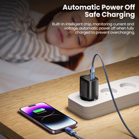 Câble de charge Toocki efficace 20W C-L, synchronisation des données et transfert de charge 2-en-1 480 Mbps avec indicateur bleu pour la maison et la table de chevet
