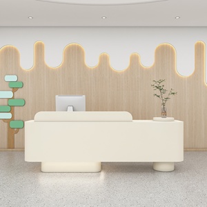 Mostrador <span class=keywords><strong>de</strong></span> Recepción <span class=keywords><strong>de</strong></span> Estilo Crema <span class=keywords><strong>de</strong></span> Alta Gama, Madera Maciza, Diseño Moderno, Ecológico, Duradero, para Guardería, <span class=keywords><strong>Centro</strong></span> <span class=keywords><strong>de</strong></span> Capacitación Artística - Product Image 2