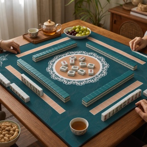 מחצלת שולחן מהג'ונג מתקפלת מודרנית יוקרתית ניידת תיק נשיאה הפחתת רעש 2 קוביות ללא החלקה למשחקי אריחי קלפי פוקר - Product Image 2