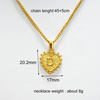 Collar inicial personalizado de fábrica para mujer elegante colgante de corazón chapado en oro de 18 quilates 26 letras nombre alfabeto fiestas de acero inoxidable