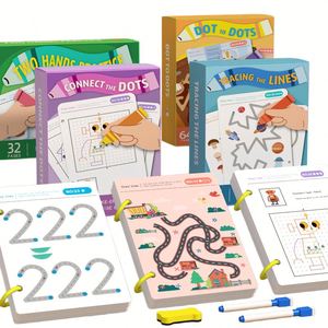 X515 Tarjetas Educativas de Escritura para Niños, Juegos de Trazado, Libro de Entrenamiento para el Control del Lápiz, Juguetes de Aprendizaje Cognitivo para Niños y Niñas - Product Image 1