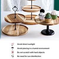 Support à gâteaux rond à 2 niveaux pour mariage, présentoir vertical, plateau de service, support à cupcakes en bois