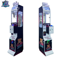 Mini machine à griffes verticale compacte en plastique, à monnayeur, avec accepteur de billets, pour attraper les jouets et les porte-clés, pour centre commercial, version anglaise