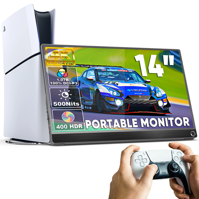 SIBOLAN 14-Inch 4K IPS LED Gaming Portable Monitor USB-C 100% DCI-P3 Dual Screen Triple Laptop Compatibility Aluminum Alloy