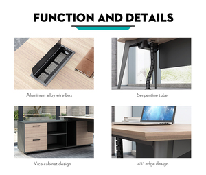 Juego de escritorio de oficina ejecutiva de diseño, muebles de oficina, muebles comerciales, escritorio de trabajo, mesa de oficina de lujo de madera con sillas - Product Image 4