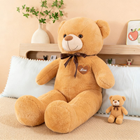Adorable ours en peluche en polyester de qualité supérieure, décoré de rubans, doux et esthétique, compagnon d'intérieur câlin pour jeunes femmes, rembourrage en coton PP