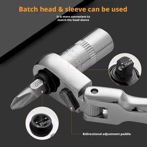 Xiaofei Mini 2-in-1 <strong>Ratchet</strong> <strong>Wrench</strong> 1/4 Dual Use Adjustable Batch Head Socket - Product Image 4