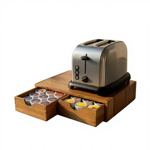 Estante de Almacenamiento de Té y Café de Madera Cuadrado de Estilo Americano Moderno, Reutilizable, Desmontable, Diseño Móvil, Cápsulas, Bolsitas de Té - Product Image 1