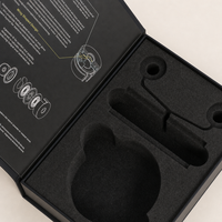 Boîte cadeau magnétique noire personnalisée avec couvercle intérieur imprimé, insert en mousse, toucher doux, OEM