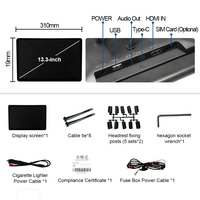 Moniteur d'appuie-tête Android 13.0 13,3 pouces, écran tactile IPS 8 cœurs, double WiFi BT, système multimédia pour sièges arrière de voiture avec haut-parleur intégré pour véhicules électriques