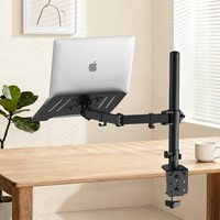 Support d'ordinateur portable personnalisé Khcoohoo avec plateau inclinable à 45°, bras de moniteur pivotant à 180°, hauteur réglable, capacité de charge de 8 kg