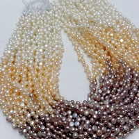 Chaîne de perles de culture d'eau douce de qualité AA, couleur spéciale, forme bouton, 4-5 mm, vente en gros d'usine ZHUJI pour la fabrication de bijoux