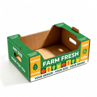 Boîtes auto-érectiles en carton ondulé écologiques en gros pour l'emballage de fruits et légumes, avec logo personnalisé et pelliculage mat, pour importateurs en gros