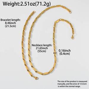 Stile Hip Hop neutro in acciaio inox incolore collana donna catena bracciale collana <span class=keywords><strong>Set</strong></span> 18k placcato oro gioielli all'ingrosso - Product Image 6