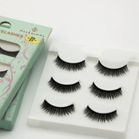 Nouvelles extensions de cils 3D en vison de luxe faites à la main, tige en coton noir, cils naturels pleine bande pour les yeux 2023