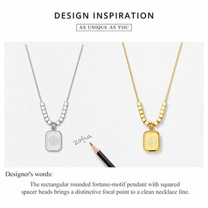 Collier pendentif motif Fortune en or, acier inoxydable, placage sous vide or 24 carats, 40,5 + 5,5 cm, 5,8 g - Product Image 2