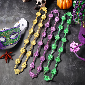 بيع بالجملة حبات ماردي غرا بالجملة قلادة مطرزة بالخرز باللون الأرجواني والأخضر والذهبي ماردي غرا حبات كرات رمي - Product Image 3