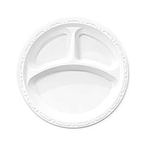 [400 unidades] 10 Platos de PP con relleno mineral, 3 compartimentos, redondos, blancos - Product Image 5