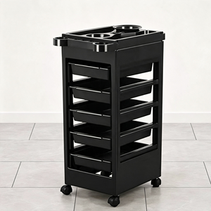 Carrito de Peluquería Negro con Ruedas y Cajones Extraíbles de Doble <span class=keywords><strong>Cara</strong></span> - Product Image 4