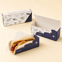 Vente en gros de boîte à hot-dog de maïs avec logo personnalisé conteneur à sandwich UV avantage 4C impression offset emballage de hot-dog en feuille de finition mate