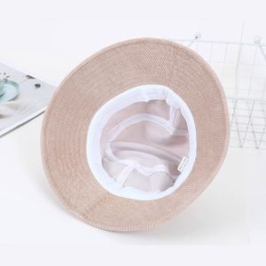 Custom Embroidery logo Fisherman Solid Fashion <b>Hat</b> Ourdoot Flat Top Wide Brim Summer Cap Green Corduroy Satin Lined <b>Bucket</b> <b>Hats</b> - Product Image 3