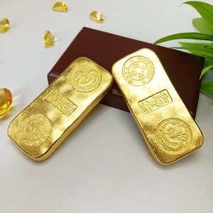 Chinese Feng Shui Qing <strong>Dynasty</strong> Imperial <strong>Gold</strong> Bar Ornament Alloy <strong>Gold</strong> Plated Lucky Wealth Decoration for Home &amp; Gift - Product Image 3