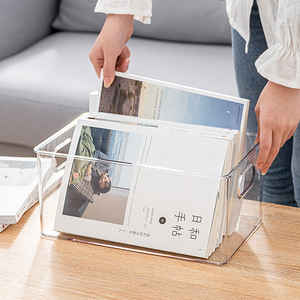 Acrylic Transparent Storage Box With Lid Stackable Rectangle <b>Desktop</b> Organizer For Books Toys Cosmetics Home Use - Product Image 4