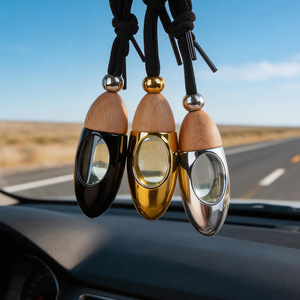 10ml Electroplated Colorful Luxury Glass <strong>Car</strong> <strong>Diffuser</strong> Bottle Reusable Unique Oval Hangable <strong>Car</strong> <strong>Diffuser</strong> Bottle with Wooden Lid - Product Image 1