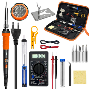 Fer à souder <span class=keywords><strong>orange</strong></span> 60W 220V Kit de fer à souder à température réglable Outil de soudage Pointe à souder Fil à souder Multimètre - Product Image 1
