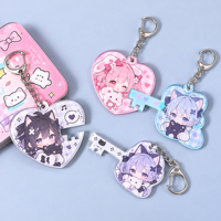 Porte-clés personnalisé Vigreat à breloques imbriquées, design Anime Girl, avec fermoir pivotant pour sac
