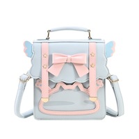Vente en gros conception personnalisée PU coeur maison Ita sac avec fenêtre transparente broche affichage insérer couleur Itabag pour fille