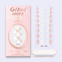 Vernis à ongles en gel personnalisé de 16 pièces sans hema, embouts français, enveloppes semi-durcies, autocollants pour ongles en gel de longue durée