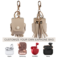 Casing desain tas penyimpanan aksesori Earphone nirkabel Mini kulit PU Premium untuk Airpods 2 3 Pro Casing dengan gantungan kunci rumbai