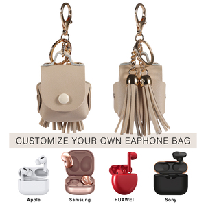Premium PU cuir Mini sans fil écouteur accessoires sac de rangement Design boîtier pour <span class=keywords><strong>Airpods</strong></span> 2 3 Pro étui avec gland porte-clés - Product Image 2