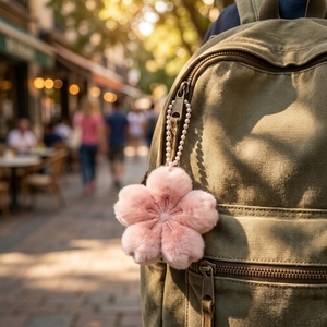 Porte-clés et breloque <span class=keywords><strong>de</strong></span> sac en peluche moelleuse en forme <span class=keywords><strong>de</strong></span> fleur <span class=keywords><strong>de</strong></span> cerisier Sakura, design anime, avec chaînes - Product Image 6