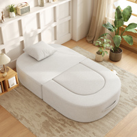 ATUNUS Komprimiertes Schwammsofa, Knochenloses Einzelsofa-Bett für Wohnzimmer, Schlafzimmer, Heim-Möbel, Weißes Ovales Faulenzersofa