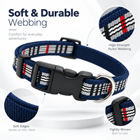 Collier pour chien en nylon tissé bleu marine à carreaux, boucle à dégagement rapide réglable, anneau en D métallique, motif personnalisé, vente en gros