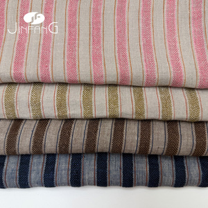 Tissu en <span class=keywords><strong>lin</strong></span> 100% à <span class=keywords><strong>rayures</strong></span> chevrons en <span class=keywords><strong>lin</strong></span> européen, teint en fil, rétro, tissé, délavé au sable, pour vêtements - Product Image 6
