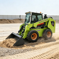 Mini-chargeuse sur pneus de 1 tonne, diesel, avec godet et accessoires pour la construction et l'agriculture, certifiée CE, haute efficacité