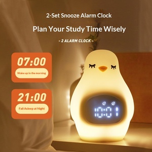 Cartoon Bird Night <b>Light</b> Alarm Clock Warm White <b>LED</b> USB Touch Control Silicone Bedside Lamp <b>for</b> Kids <b>Room</b> - Product Image 3