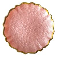 Assiette moderne simple argentée pour aliments occidentaux, assiettes de présentation irrégulières en verre à steak bordé d'or en dentelle pour décoration de fête d'hôtel