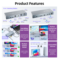 Base de Conexión USB Thunderbolt 4 y Displaylink de 40 Gbps de Super Alta Velocidad para Sistemas Mac OS y Windows